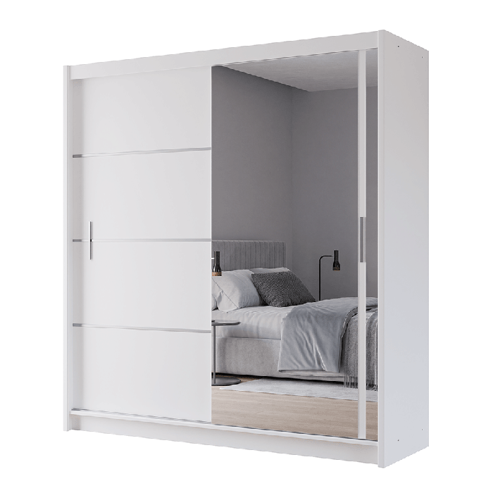 DAKO sliding mirror wardrobe VISTA white 4 sizes perfect bedroom storage - Picture 30 of 39
