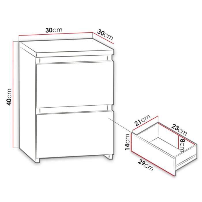 Bedside Table MOLAMA W2 - White - 2