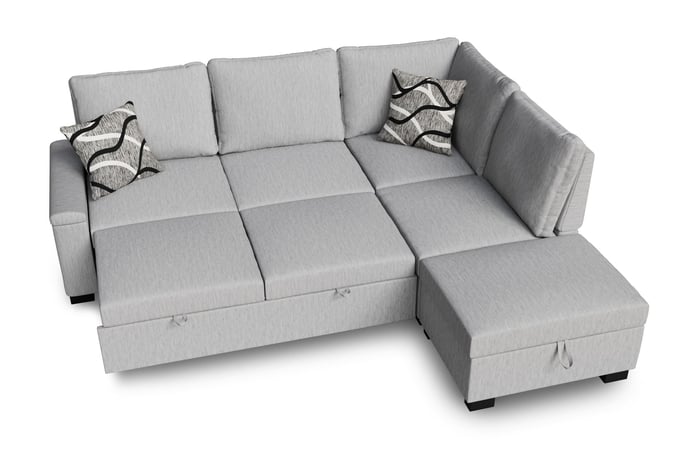 Corner Sofa Bed ABIGAIL - Right - Hand - Grey showing the sleeping function