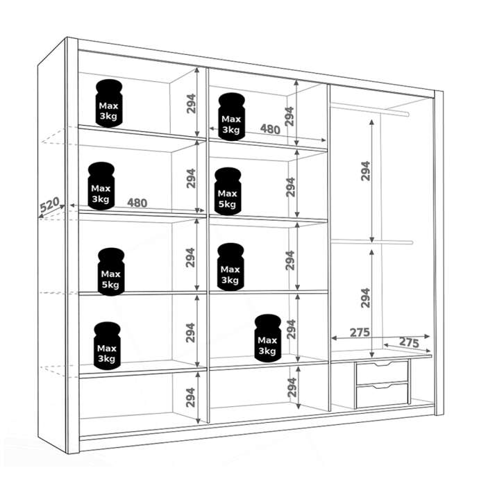 Wardrobe 250 BONITO Oak Monaste - 2