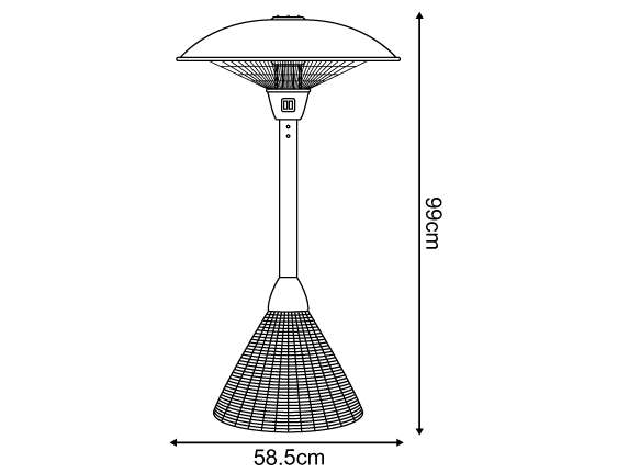 Patio Heater - 2100w Rattan Tab - 2