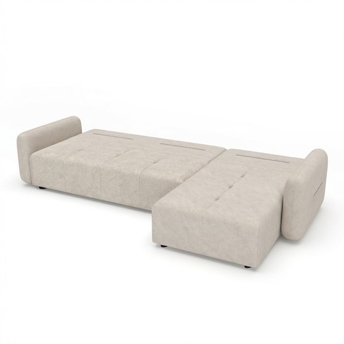 Practical beige corner sofa with pull-out bed