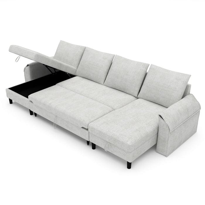 U-Shaped Corner Sofa Bed AALIJA showing a storage container