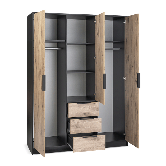 Wardrobe LATI D3 Black / Oak Vi - 1