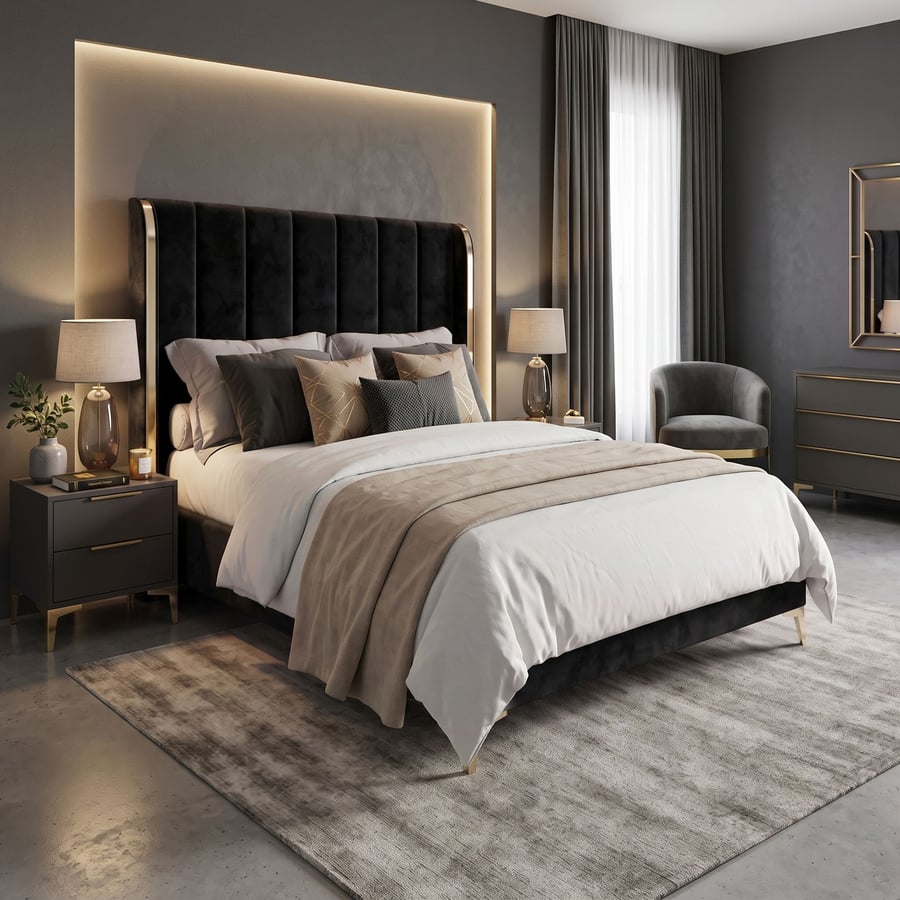 William bed double black - 1