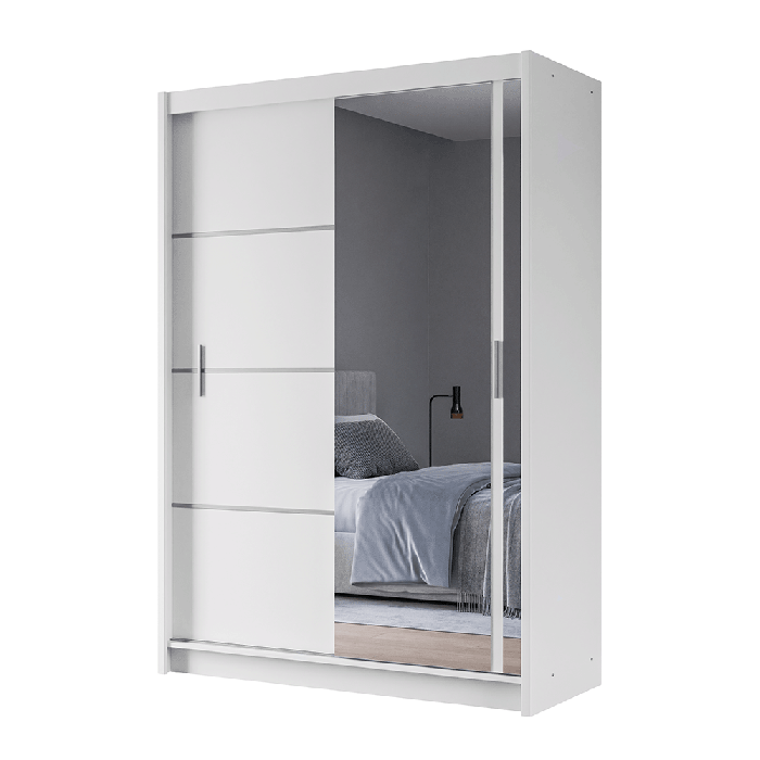DAKO sliding mirror wardrobe VISTA white 4 sizes perfect bedroom storage - Picture 13 of 39