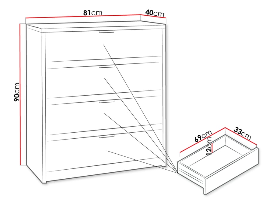 DENERIO chest of drawers dimens - 3