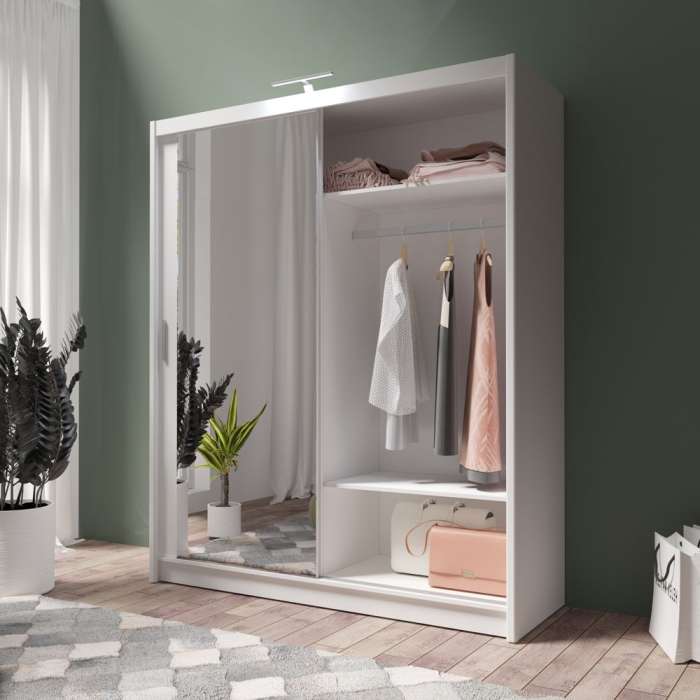 DAKO Sliding Wardrobe Mirror PARIS White Available Now In 4 Sizes Modern Bedroom - Picture 20 of 28