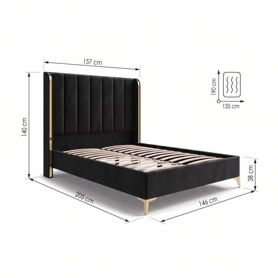 William bed double black - 3