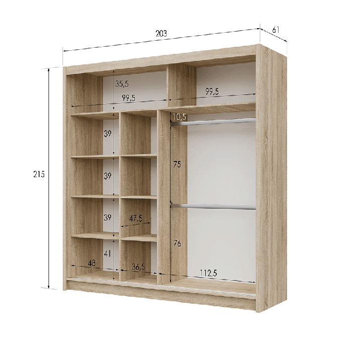 VISTA 203cm Sliding Door Wardro - 3