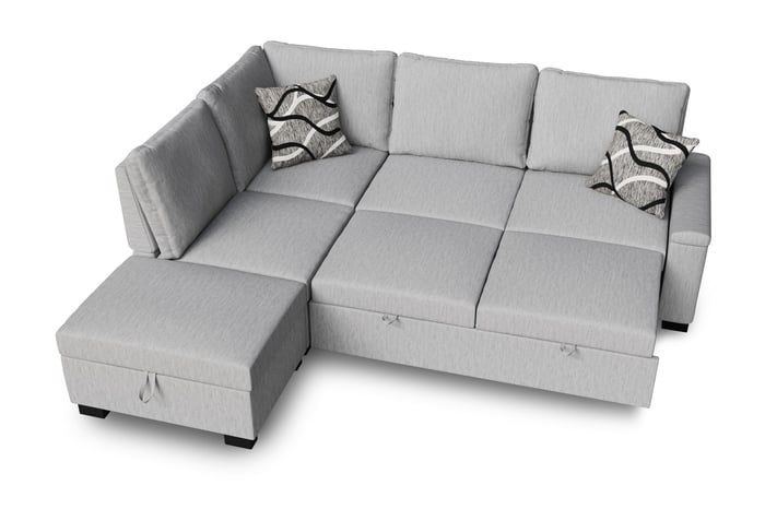 Corner Sofa Bed ABIGAIL - Left - Hand - Grey showing sleeping function