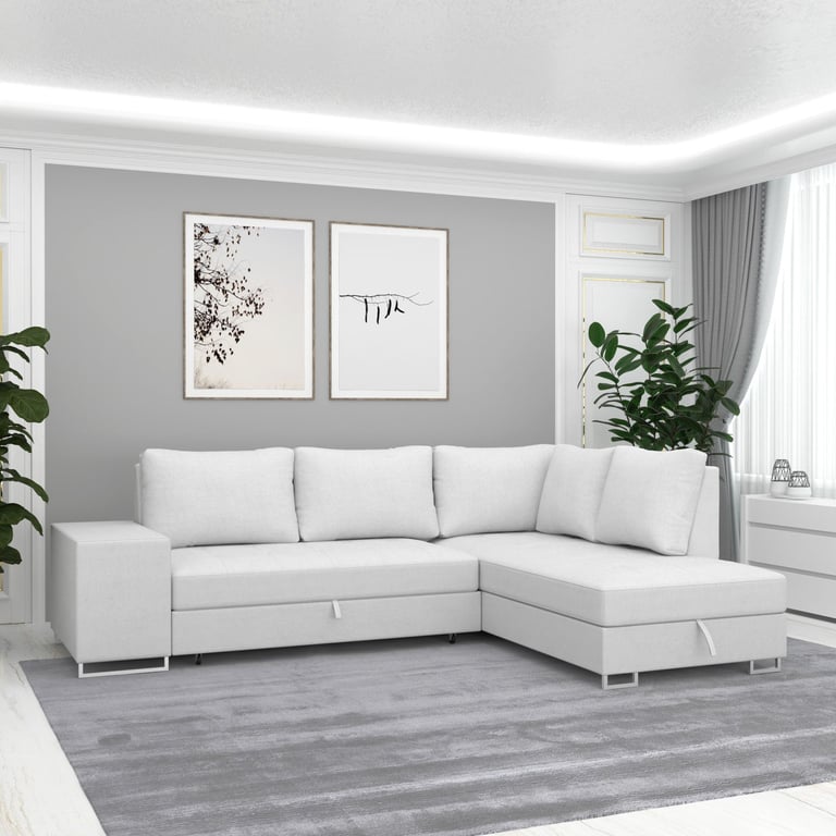 DAKO Corner Sofa Bed MARTHA Right Modern L-Shaped with Storage & Armrest 