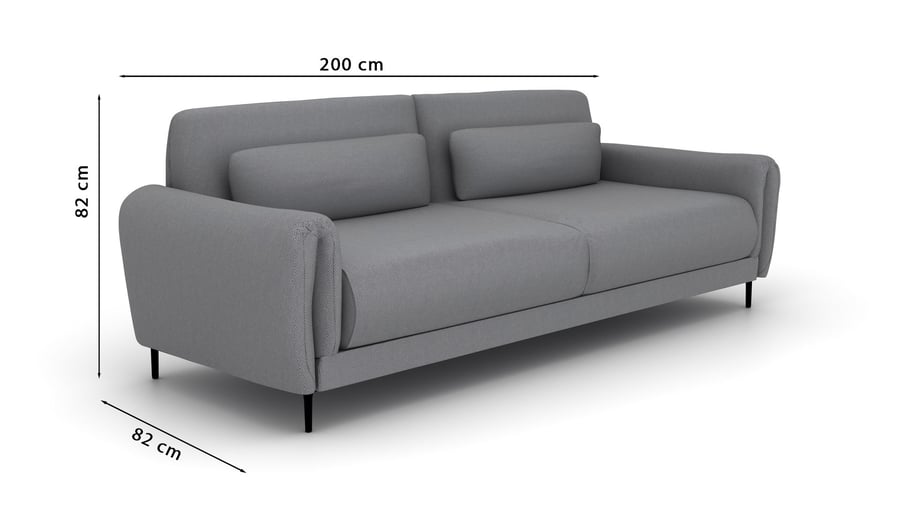 3 seater sofa MEGAN grey dimens - 5