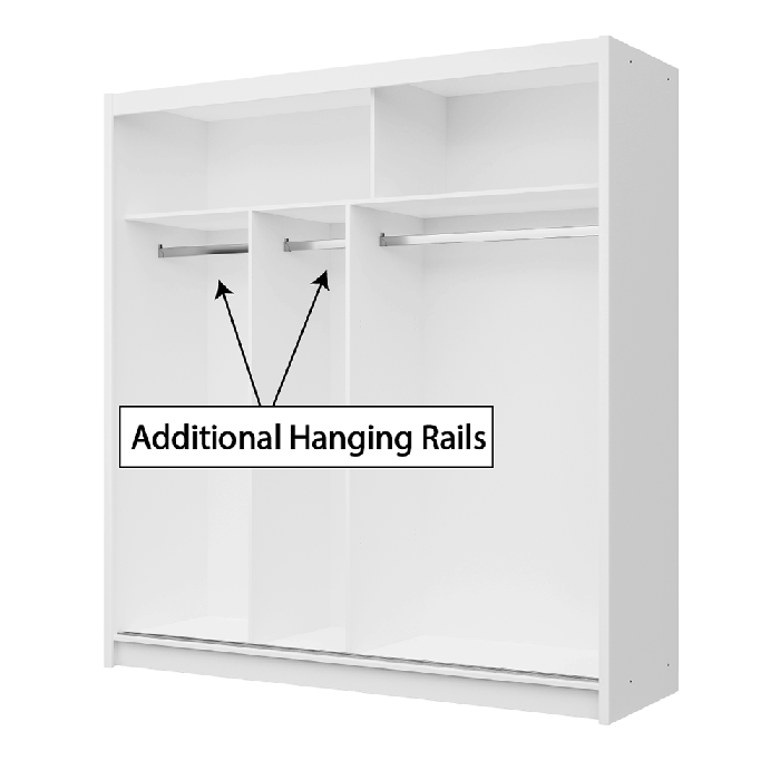 DAKO sliding mirror wardrobe VISTA white 4 sizes perfect bedroom storage - Picture 34 of 39