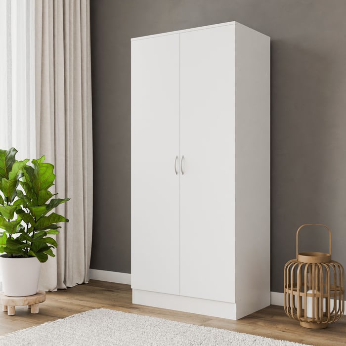 Wardrobe ESSENTIAL 2DR - White in a bedroom