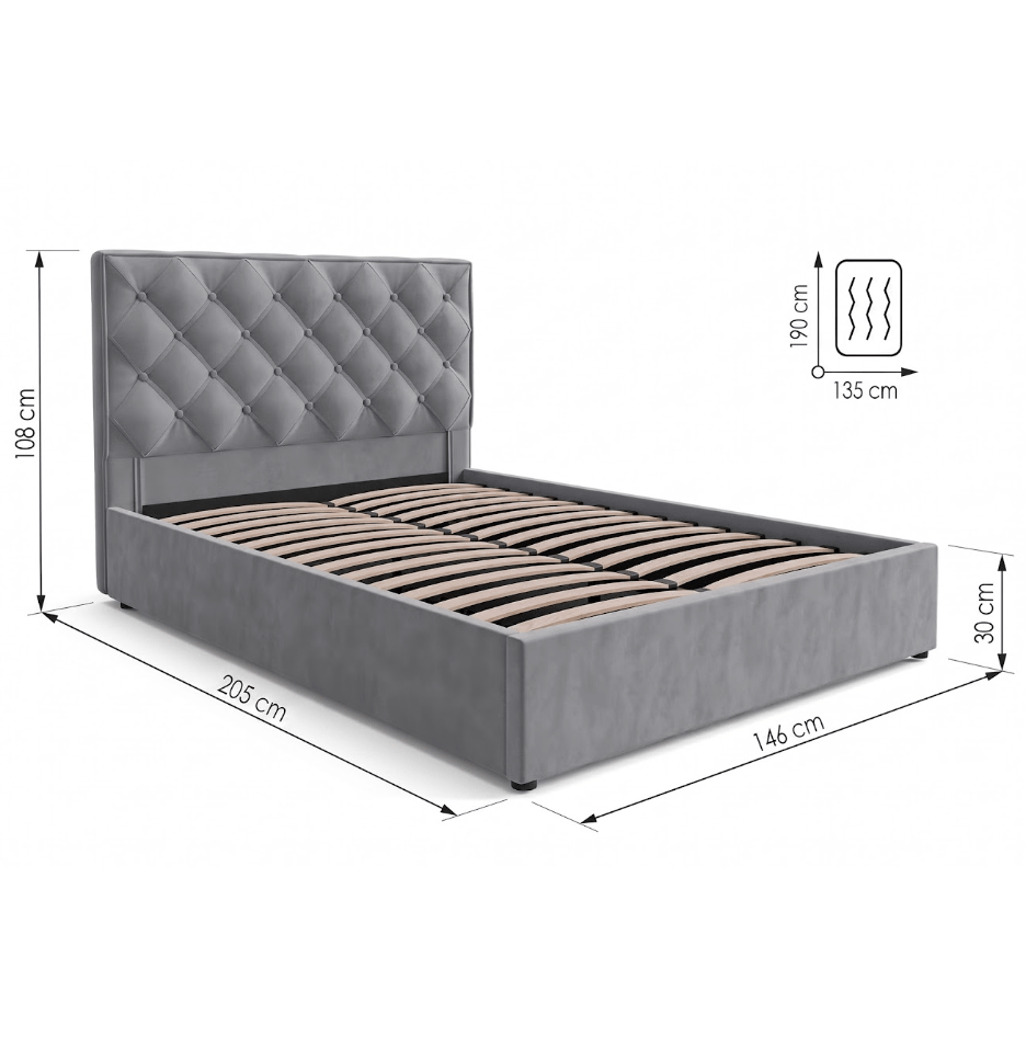Upholstered Ottoman Bed ETHAN Double Size - Grey_4