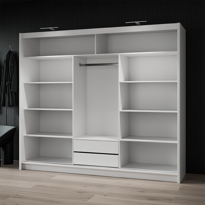 DAKO sliding mirror wardrobe VISTA white 4 sizes perfect bedroom storage - Picture 26 of 39
