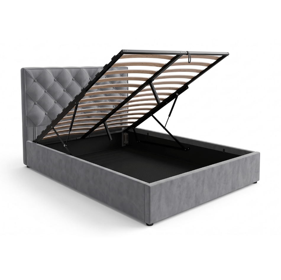 Upholstered Ottoman Bed ETHAN Double Size - Grey_5