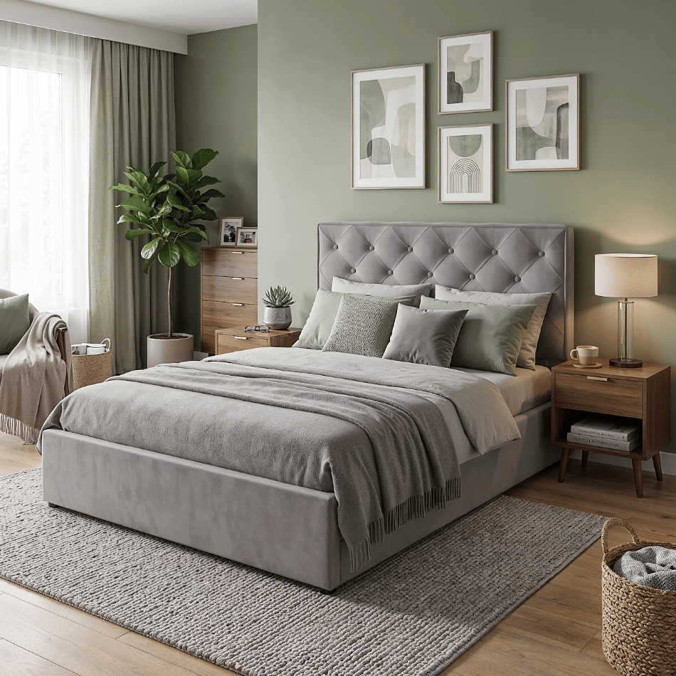 Upholstered Ottoman Bed ETHAN Double Size - Grey