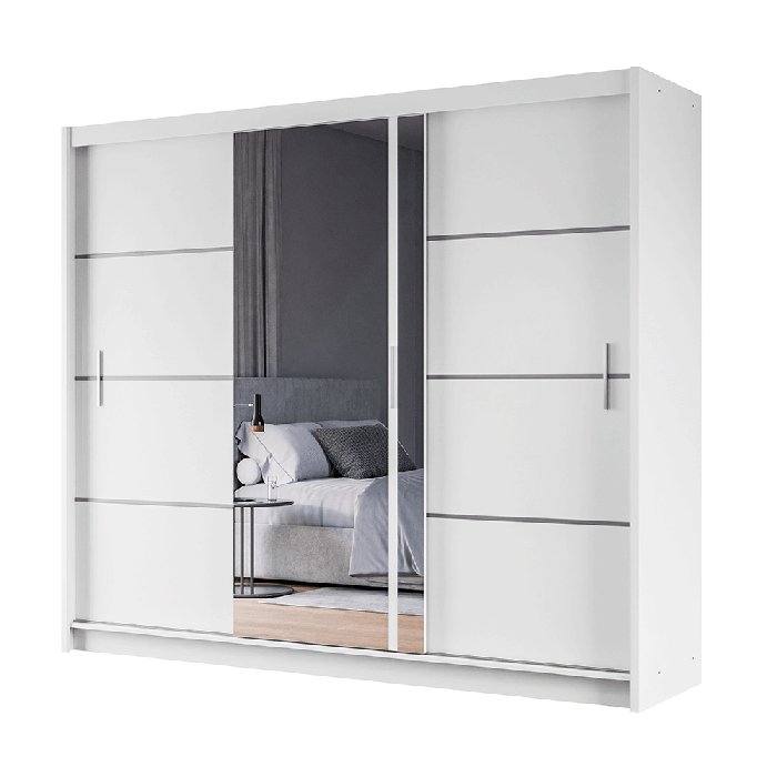 DAKO sliding mirror wardrobe VISTA white 4 sizes perfect bedroom storage - Picture 19 of 39