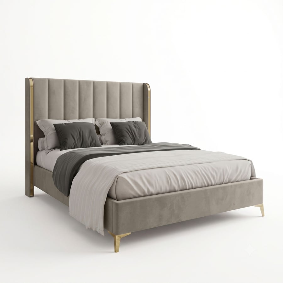 Upholstered Bed WILLIAM King Size - Beige