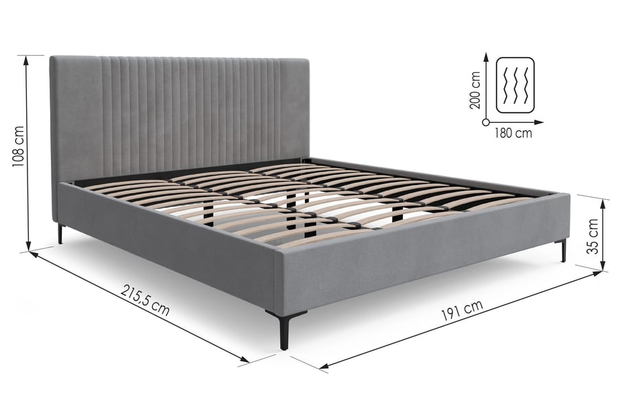 Upholstery Bed LIAM Grey Super - 4