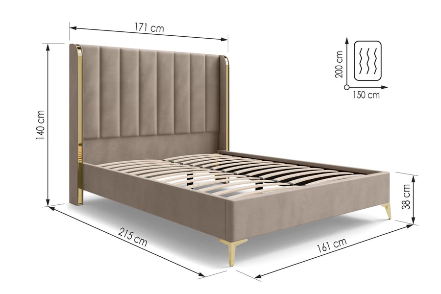 Upholstered bed William Beige K - 4