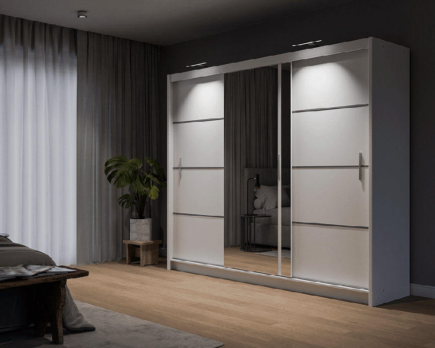 DAKO sliding mirror wardrobe VISTA white 4 sizes perfect bedroom storage - Picture 21 of 39