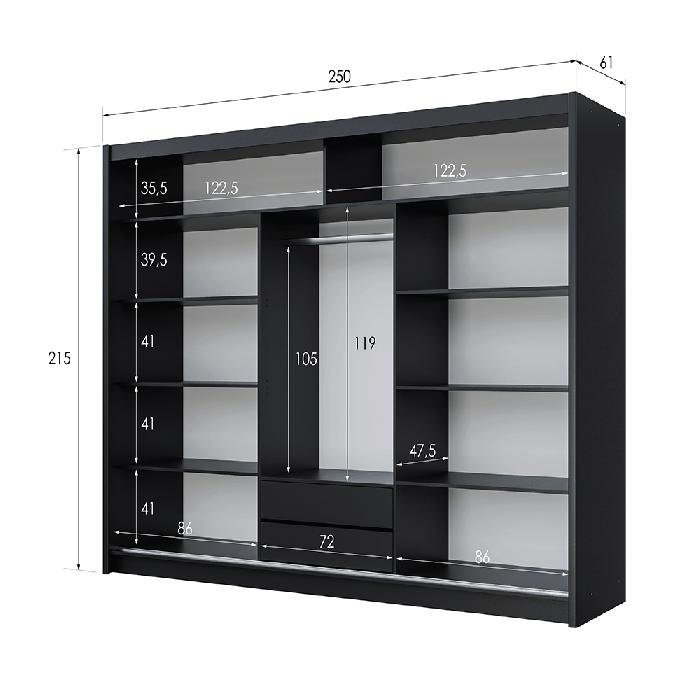 VISTA 250cm Sliding Door Wardro - 2