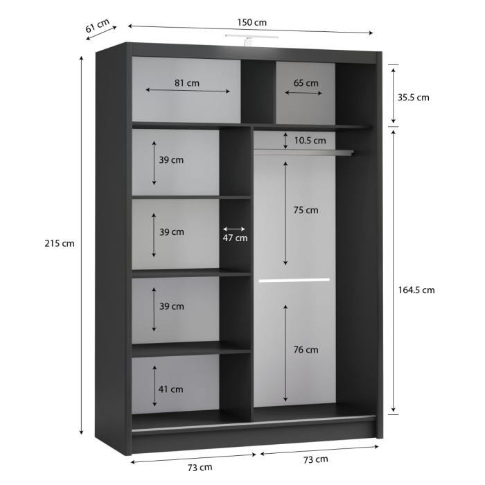 PARIS 150cm Sliding Door Wardro - 6