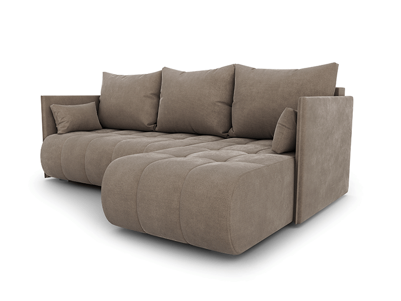 DAKO corner sofa bed NESSA reversible chaise lounge, storage, 9 colours