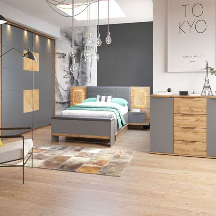 Bedside Table LIVORNO 68L-Grey - 2