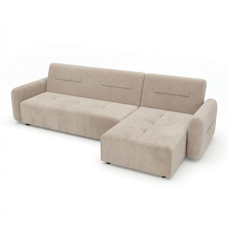 Comfortable beige sectional sofa with soft upholstery