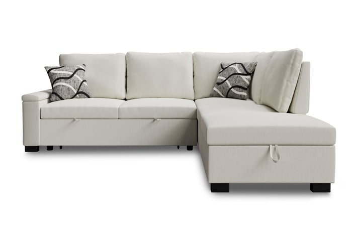 Corner Sofa Bed ABIGAIL - Right - Hand - Cream