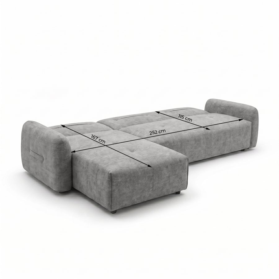 Corner Sofa Bed Brooke Grey new - 6