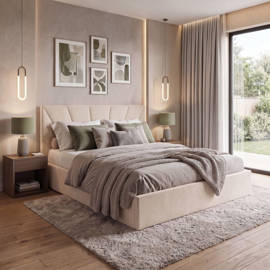 Upholstered Ottoman Bed DYLAN Super King Size - Cream