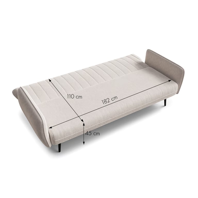 Sofa Bed NATALIE showing sleeping function with dimensions