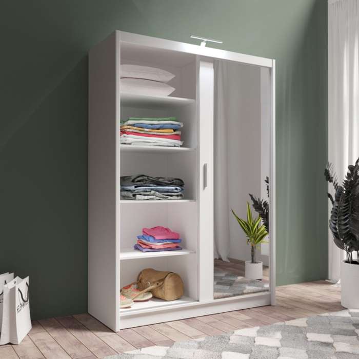 DAKO Sliding Wardrobe Mirror PARIS White Available Now In 4 Sizes Modern Bedroom - Picture 10 of 28