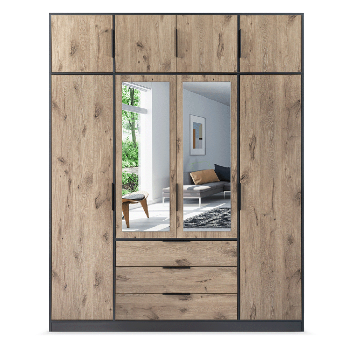 Wardrobe LATI D4 Black / Oak Vi - 5