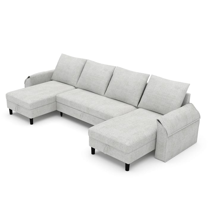 U-Shaped Corner Sofa Bed AALIJA - Light Grey