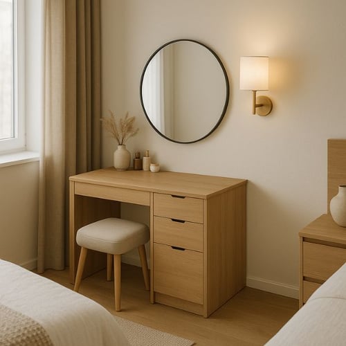 Minimalist wooden dressing table with drawers
