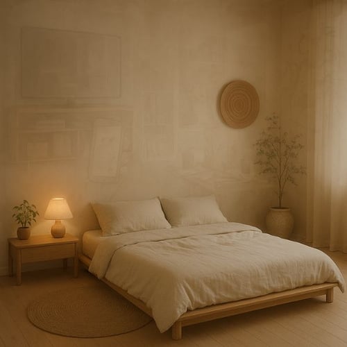 Minimalist Feng Shui Bedroom with Warm Lighting