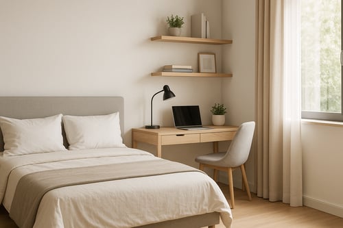 Bedroom layout ideas with desk - smart ways to combine sleep & work