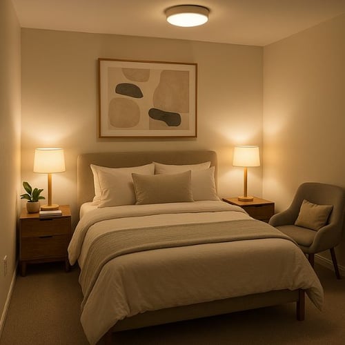 Cosy Spare Bedroom with Warm Lighting