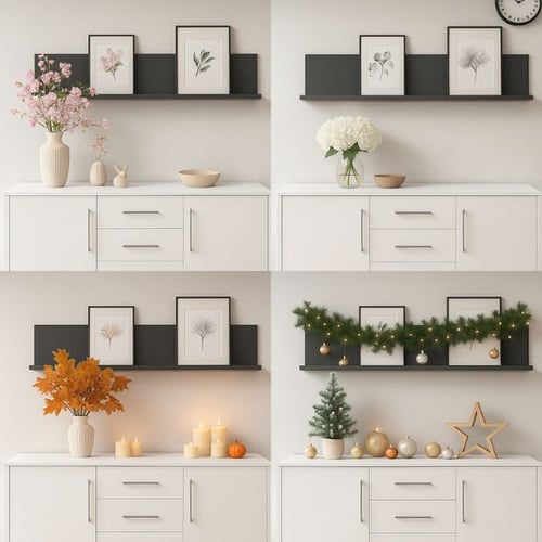 Four seasonal ways to dress a sideboard with flowers, candles, and holiday decorations