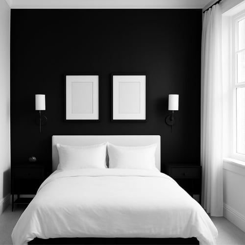 Minimalist black and white bedroom design