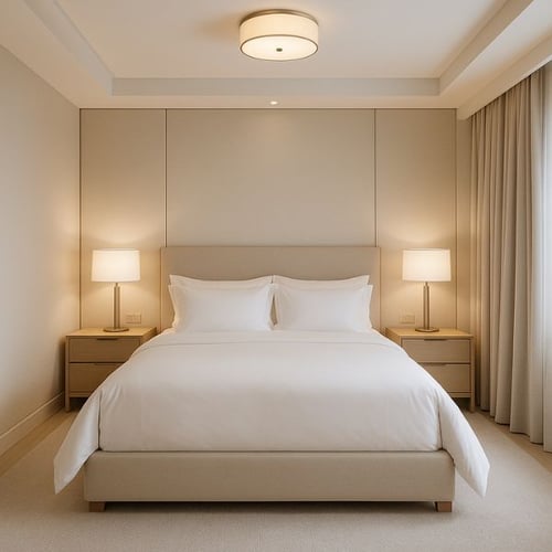 Elegant men's bedroom with neutral palette