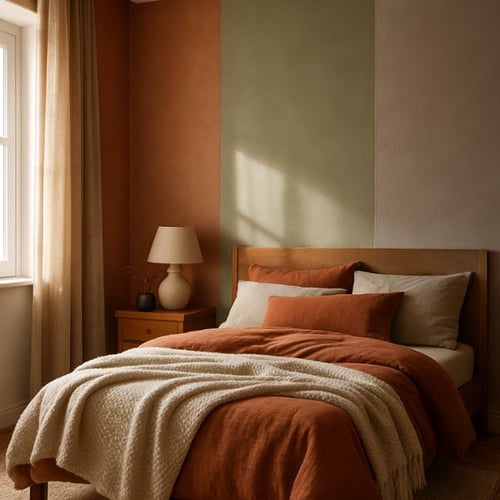  Stylish cosy bedroom with earthy tones
