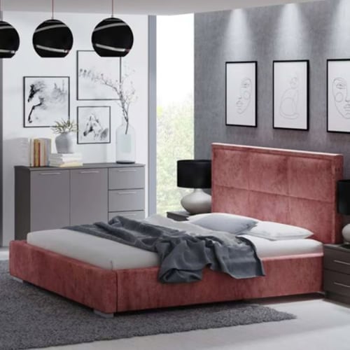 Modern pink and grey bedroom design