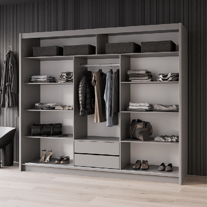 DAKO Mirror Sliding Door Wardrobe PORTO 2 Graphite 2 Sizes - Picture 12 of 27